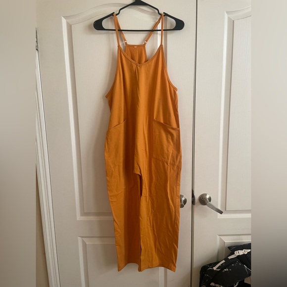 NWOT Casual Tan Jumpsuit with Adjustable Straps - Picture 2 of 5